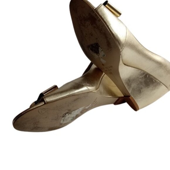 Kate Spade NY Womens Candace Open Toe Bow Wedges Gold 9M - Picture 7 of 7